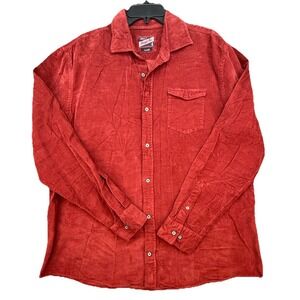 Johnnie O Shirt Mens XL Red Corduroy Goldfinch  Long Sleeve Button
